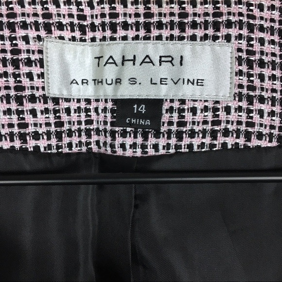 TAHARI Jacket Blazer Tweed Woven Open Front Wedding MOB Work Career Plus Size 14 - Picture 7 of 15